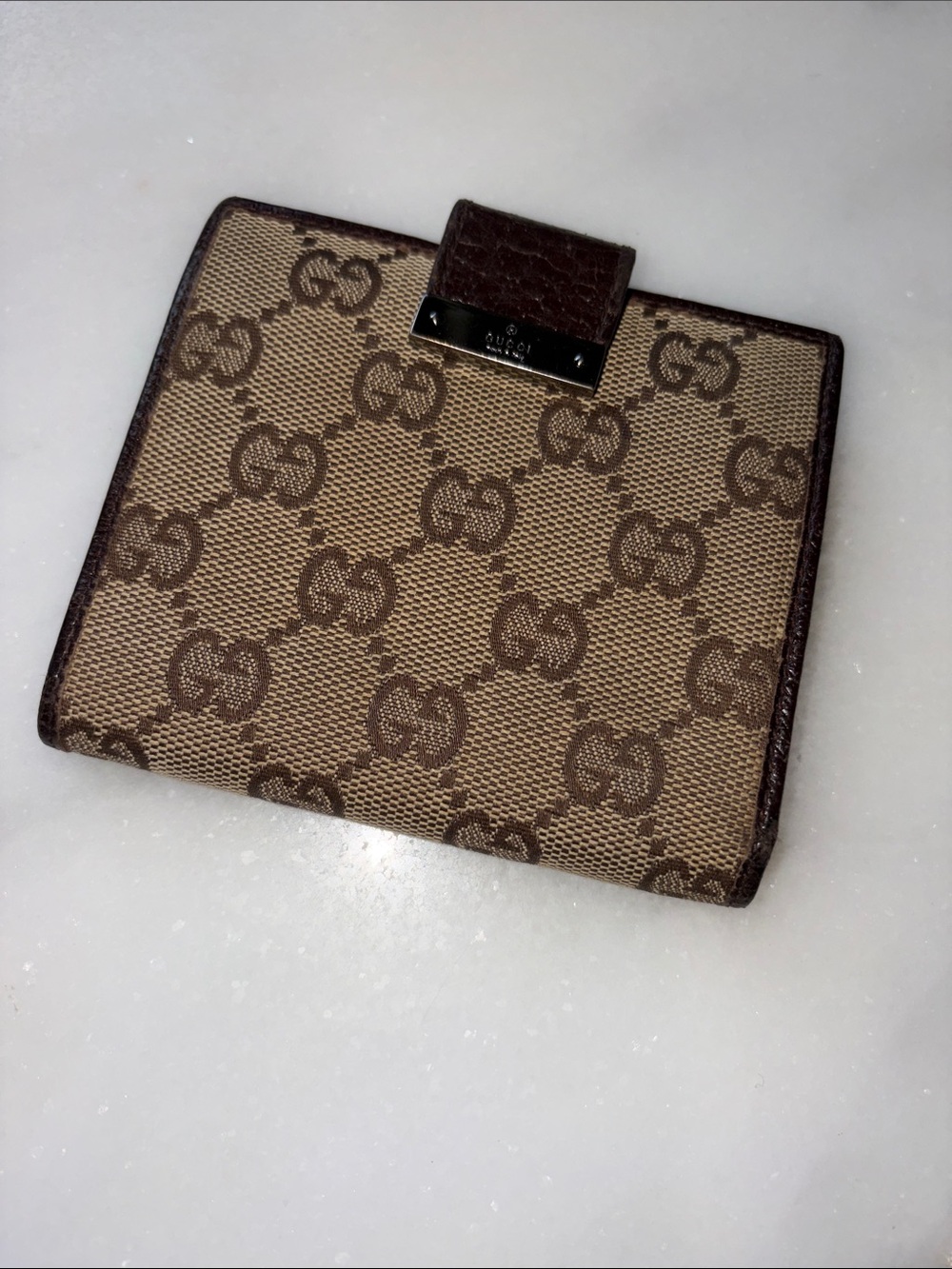 Gucci Beige and Brown GG Canvas Bifold Wallet